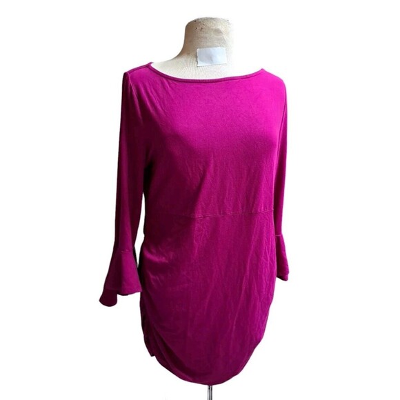 Kimi and Kai Top Womens Large Maternity Body-Con Tunic Short Dress Fuschia Pink - Picture 8 of 8